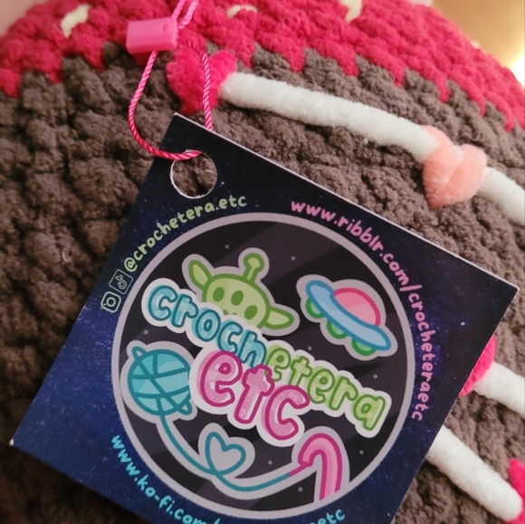 Handmade crochet chocolate dipped strawberry throw pillow cushion plush - Picture 5 of 5